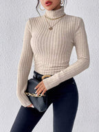 Essential Ribbed Turtleneck Top - View 7 | TEVQA