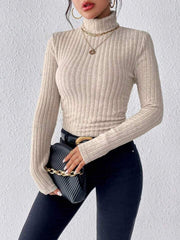 Essential Ribbed Turtleneck Top - View 7 | TEVQA