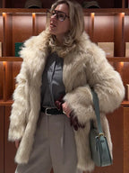 Cream tipped faux fur jacket - View 9 | TEVQA