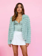 Shaggy faux fur mid-length coat - View 6 | TEVQA