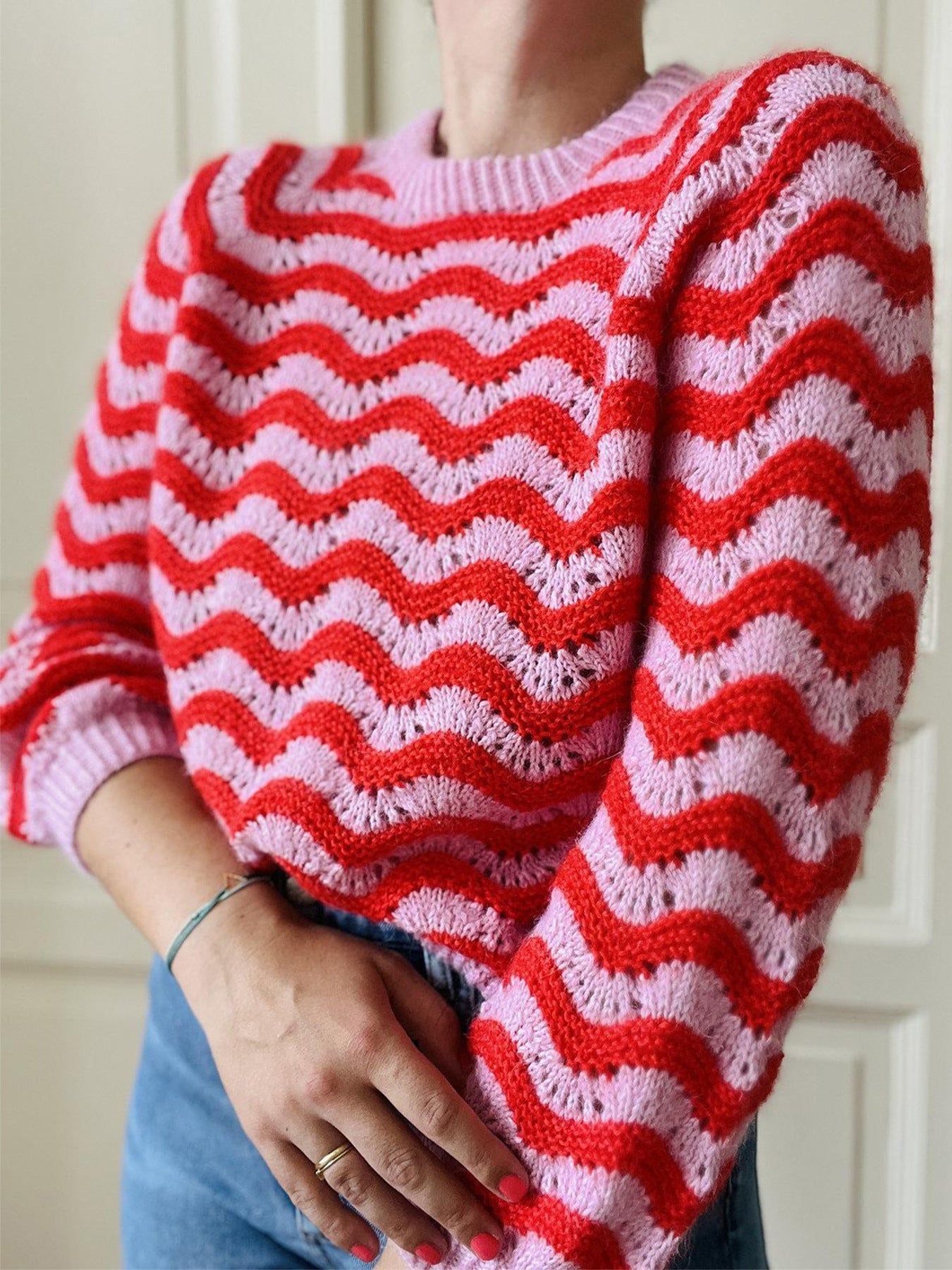 Vibrant Wavy Stripe Knit Sweater