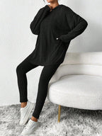 Ribbed Knit Hoodie and Leggings Set - View 6 | TEVQA