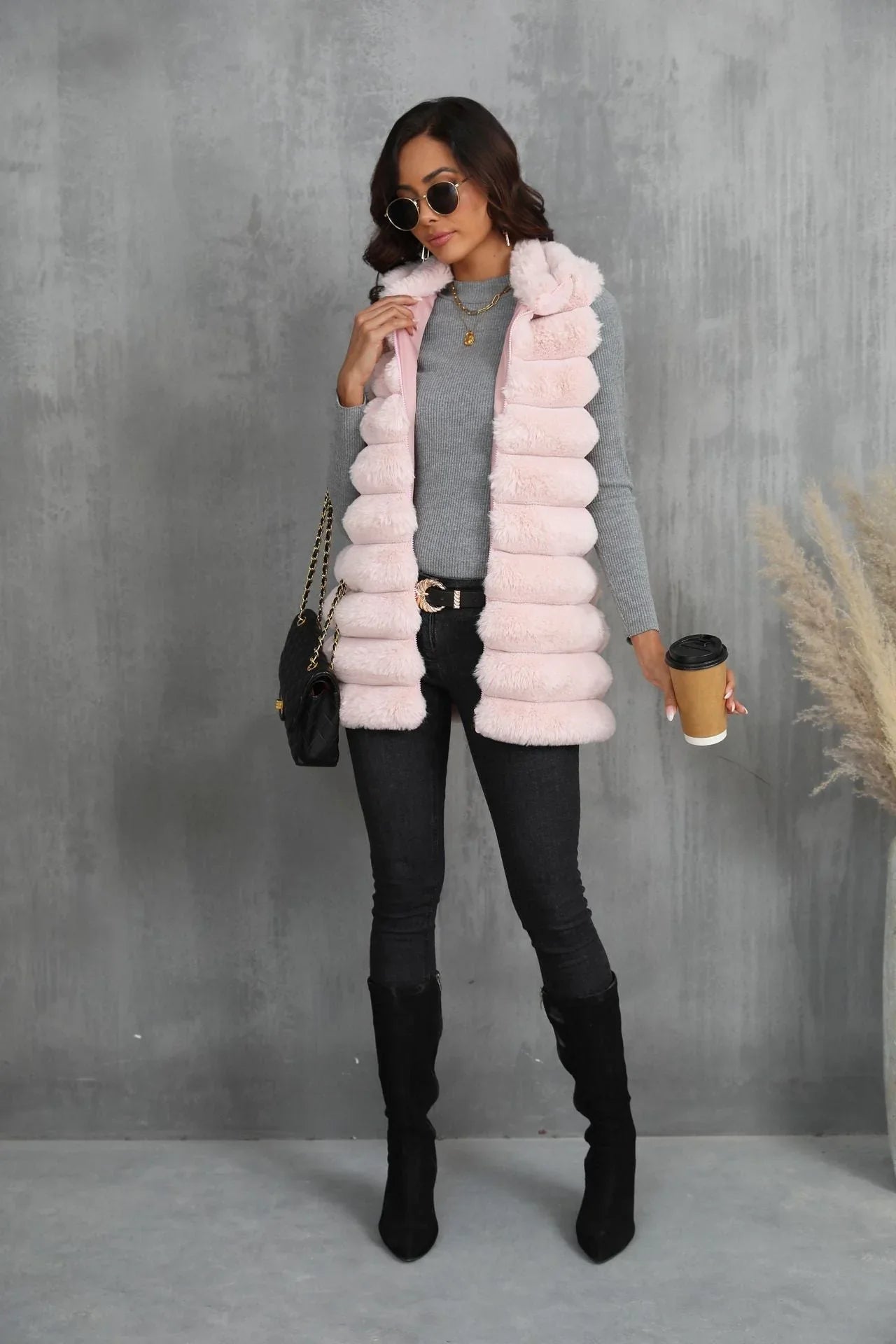 Tiered faux fur vest - View 8 | TEVQA