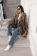 Long Faux Fur Lapel Coat - View 24 | TEVQA