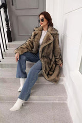 Long Faux Fur Lapel Coat - View 24 | TEVQA