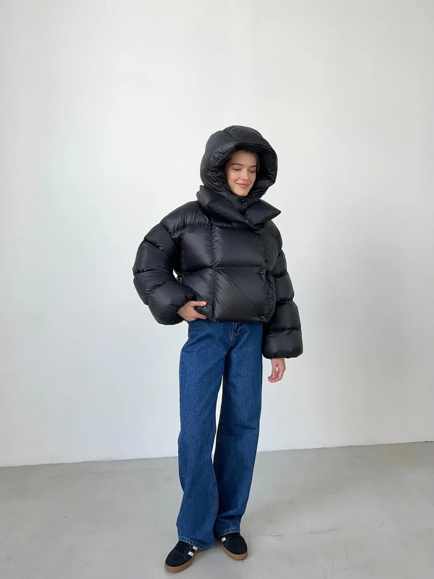 Urban Chic Oversized Hooded Puffer Jacket - TEVQA