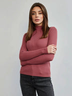 Soft Ribbed Mock Neck Sweater - View 47 | TEVQA