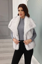Oversized Lapel Faux Fur Vest - View 20 | TEVQA