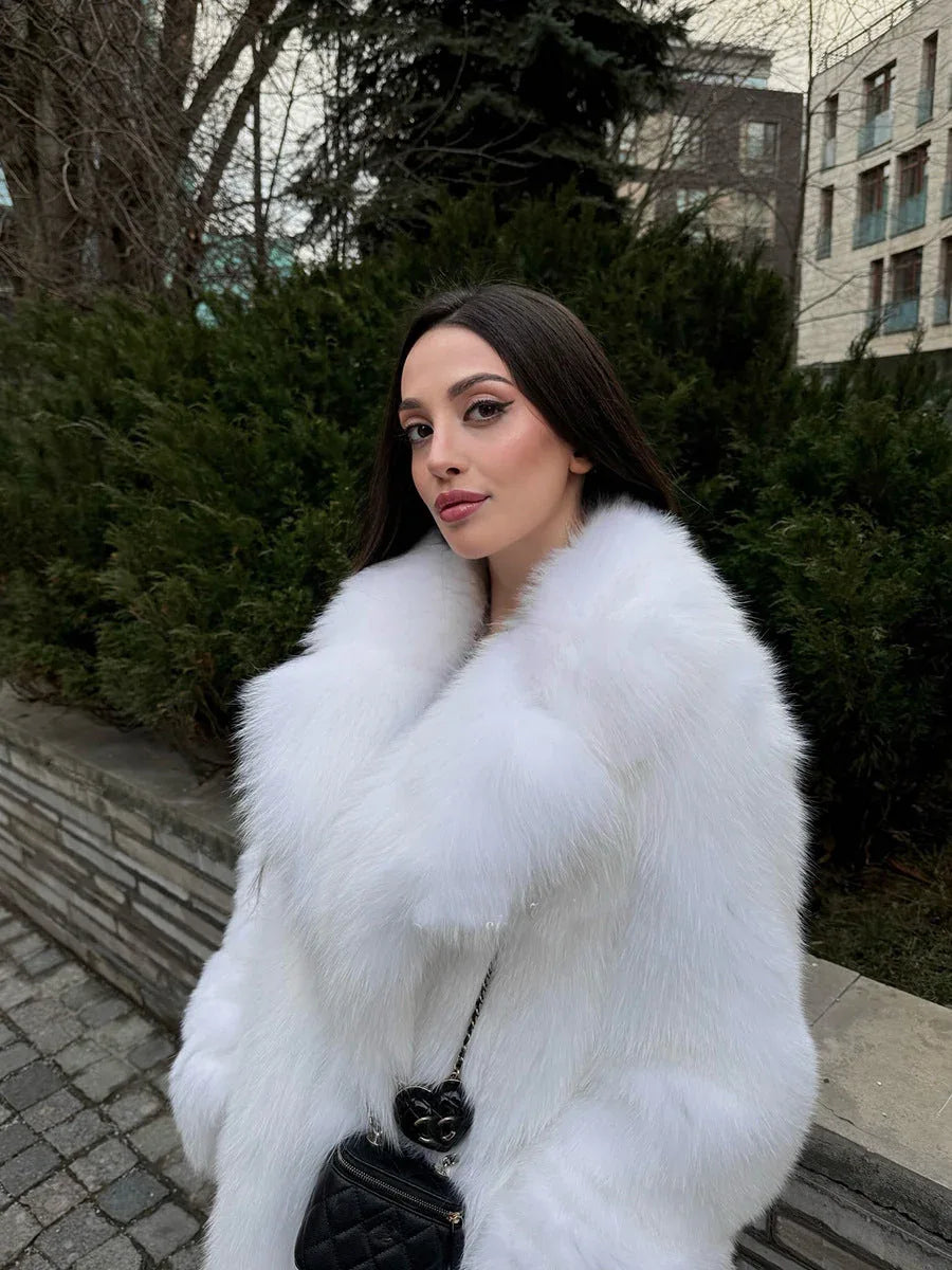 White Faux Fur Maxi Coat Secondary image