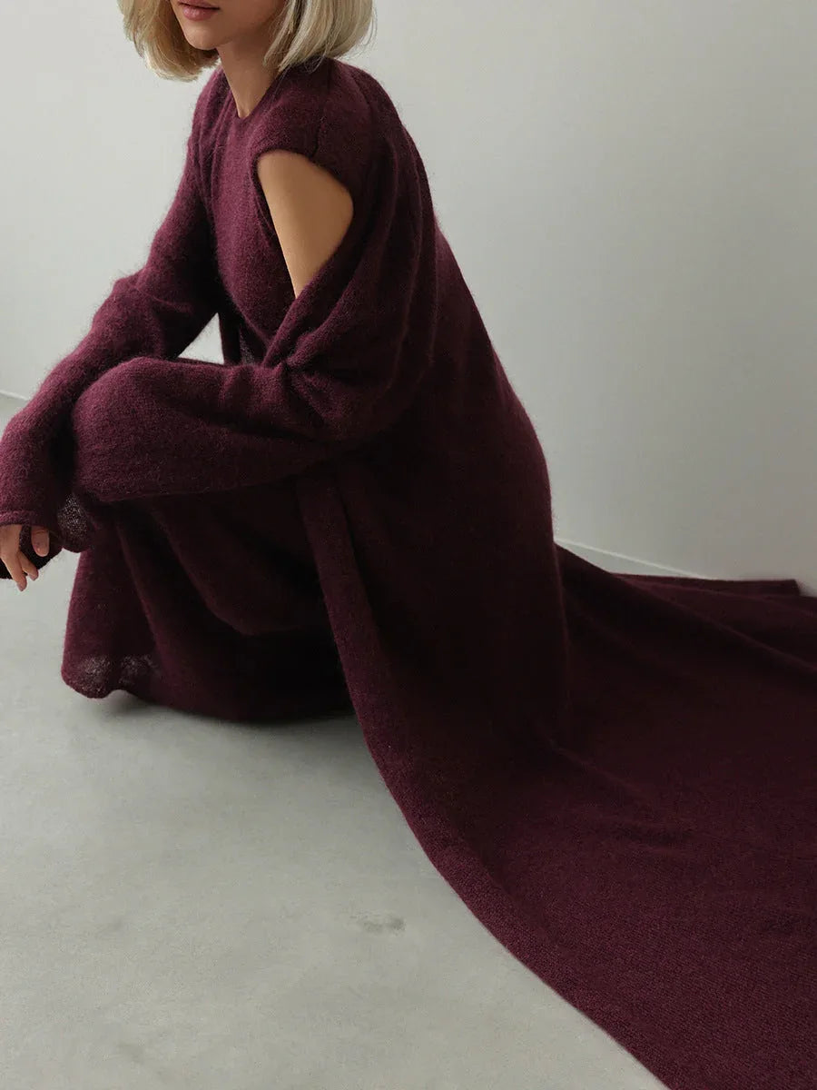 Ribbed knit maxi dress and long cardigan set - View 8 | TEVQA