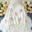 Cream knit sweater with 3D strawberry appliques - View 7 | TEVQA