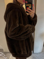 Hooded faux fur jacket - View 9 | TEVQA