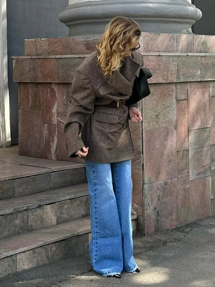 Heritage Houndstooth Wool Blend Coat - TEVQA