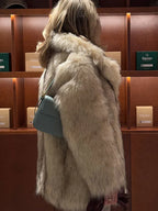 Cream tipped faux fur jacket - View 10 | TEVQA