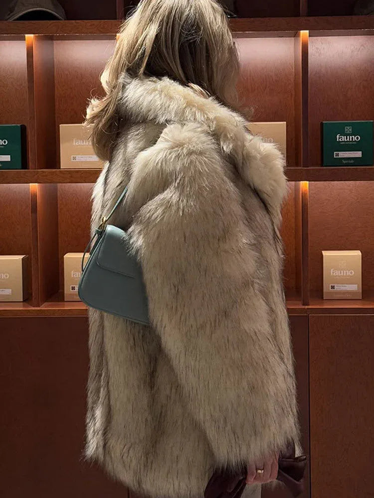 Cream tipped faux fur jacket - View 10 | TEVQA