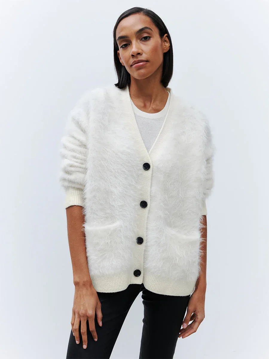 Cloud Soft Faux Mink Button Down Cardigan - TEVQA