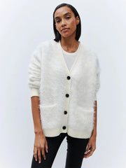 Cloud Soft Faux Mink Button Down Cardigan - TEVQA