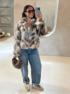 Wild Luxury Spotted Faux Fur Cropped Jacket - TEVQA