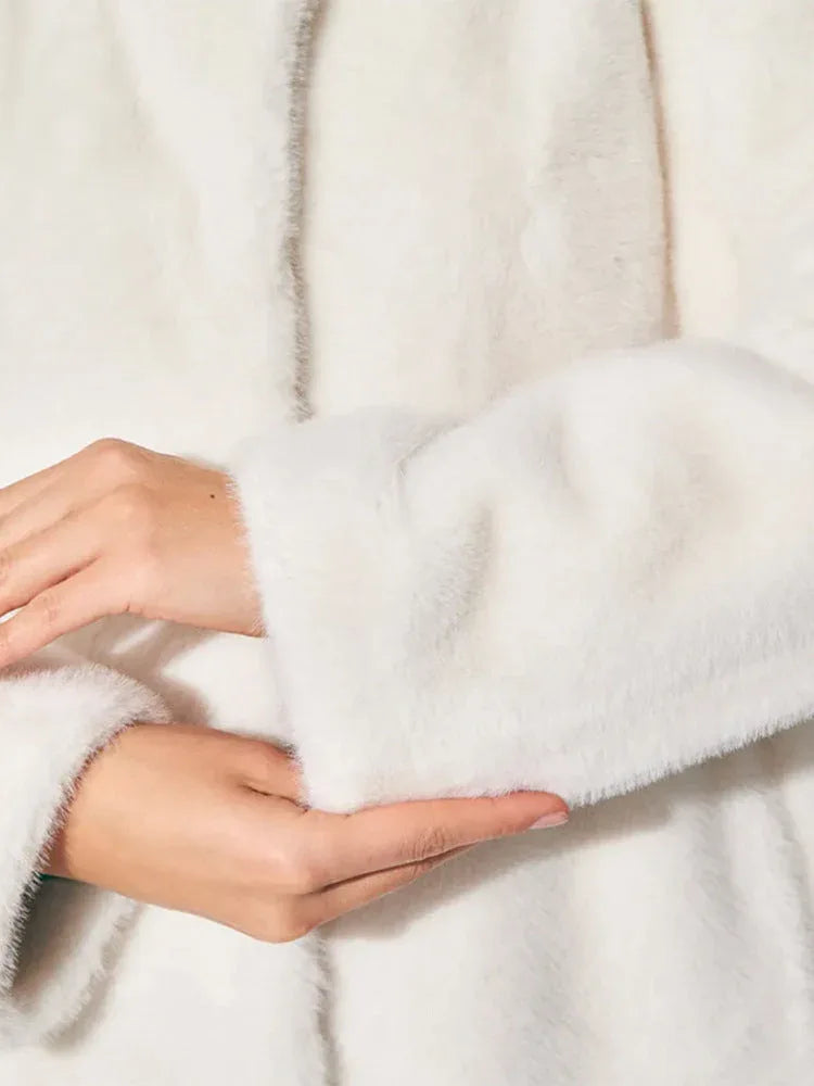 Sheared Faux Fur Long Coat - View 6 | TEVQA