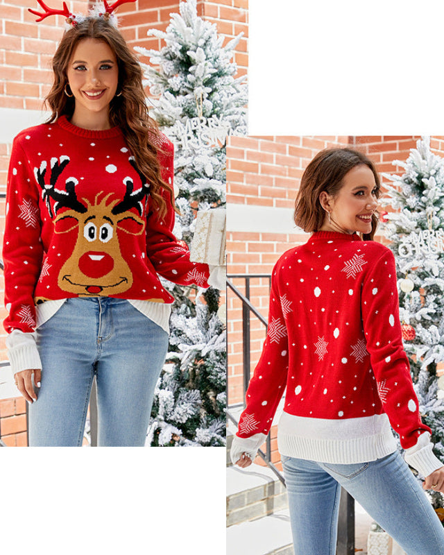 Classic Alpine Reindeer Jacquard Knit Sweater