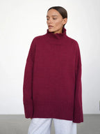 Oversized Ribbed Knit Turtleneck Sweater - View 18 | TEVQA