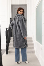 Long Faux Fur Lapel Coat - View 17 | TEVQA