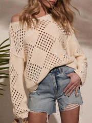 Boho Chic Hollow Out Crochet Knit Sweater