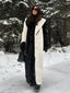 Avant-Garde Black and White Vertical Stripe Faux Fur Maxi Coat - View 8 | TEVQA