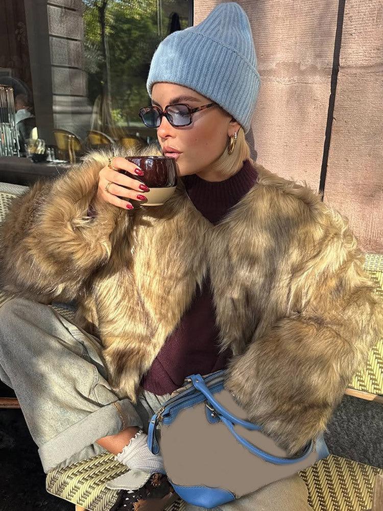 Plush Faux Fur Cropped Jacket Secondary image