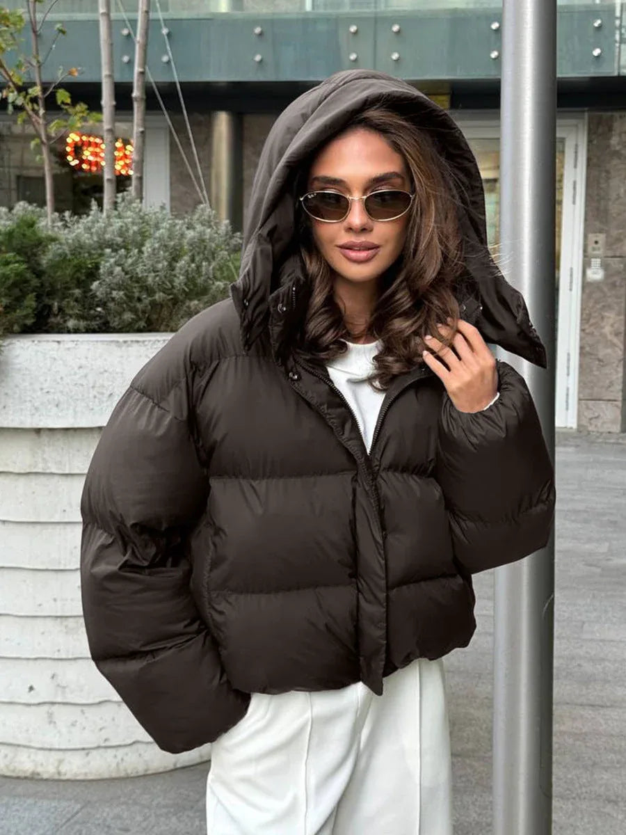Short hooded puffer jacket - View 9 | TEVQA