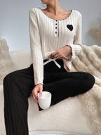 Ribbed lounge set with heart patch - View 8 | TEVQA