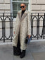 Vintage Leopard Print Faux Fur Long Coat - TEVQA