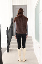 Oversized Lapel Faux Fur Vest - View 16 | TEVQA