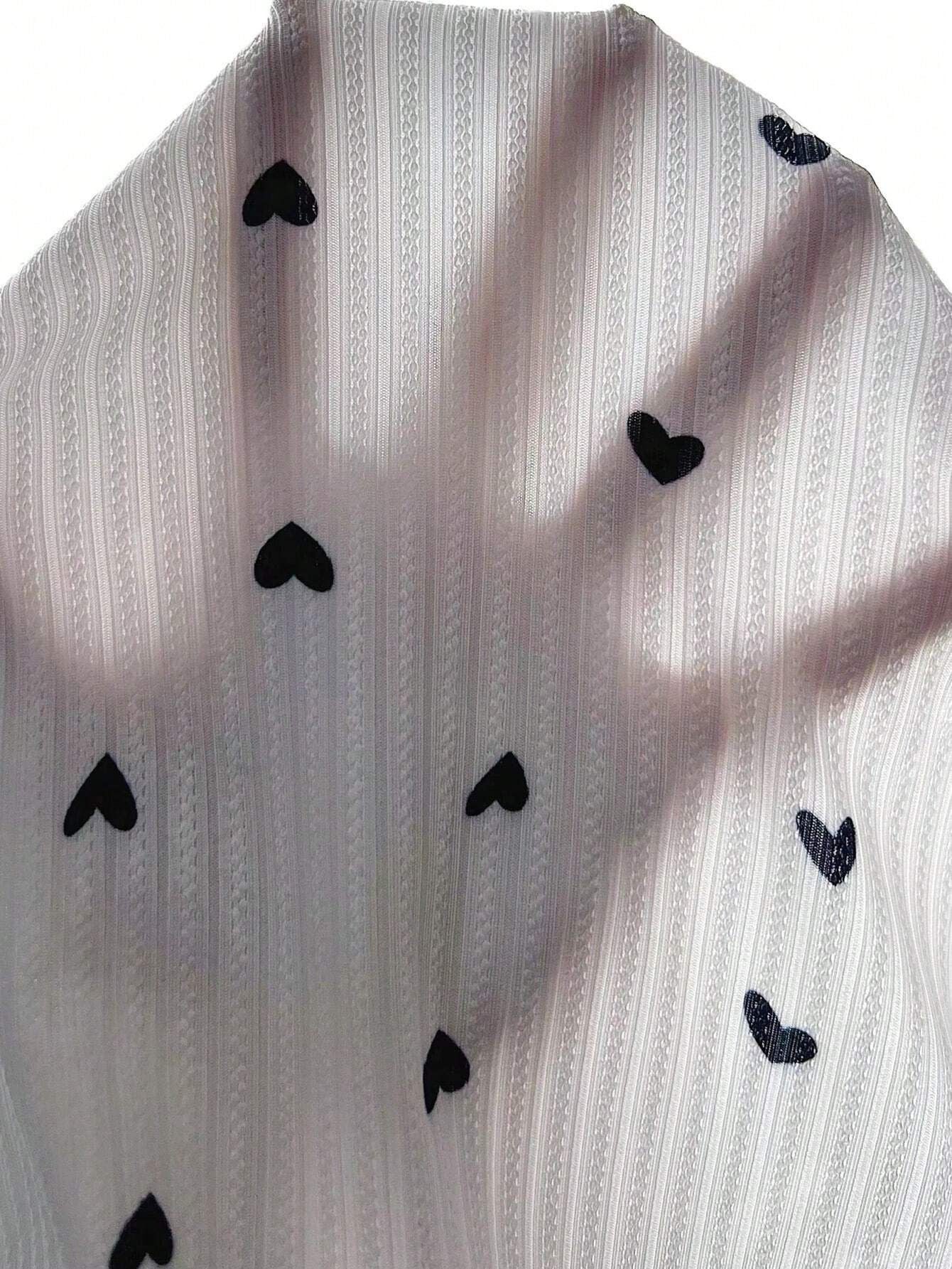 Coquette Ditsy Black Heart Print Ribbed Pajama Set