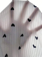 Ribbed Heart Print Pajama Set - View 6 | TEVQA