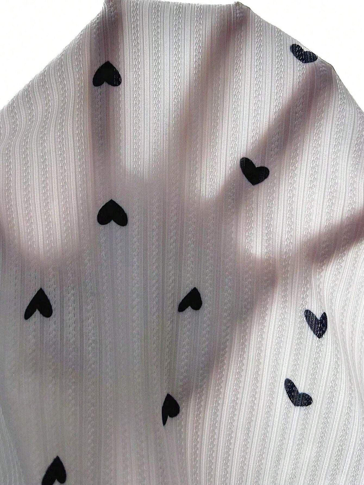 Ribbed Heart Print Pajama Set - View 6 | TEVQA