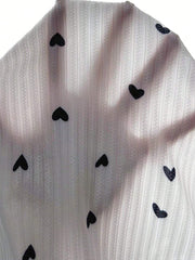 Coquette Ditsy Black Heart Print Ribbed Pajama Set