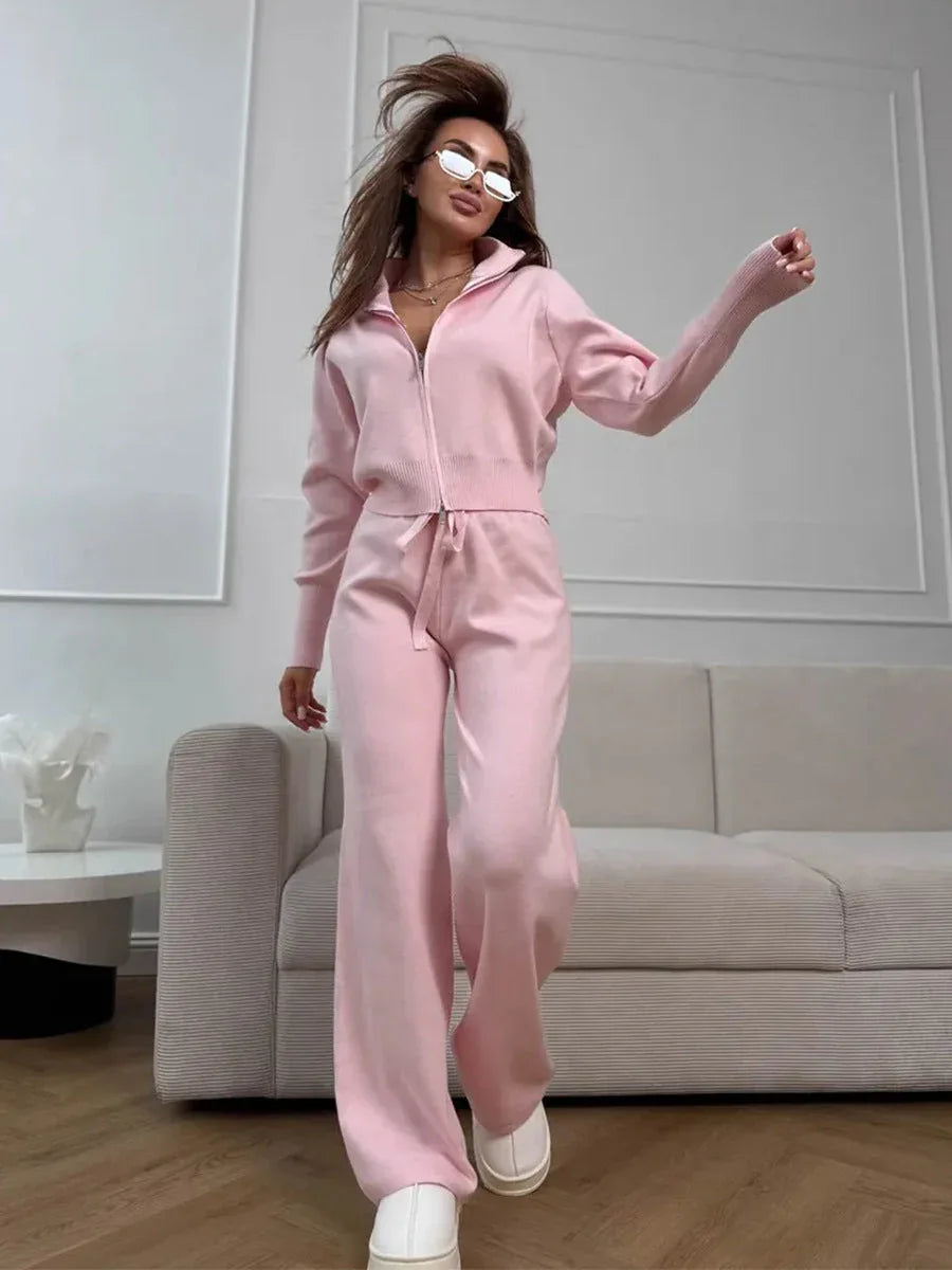 Elevated Double-Zip Knit Set - View 6 | TEVQA