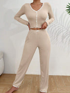 Ribbed knit pajama set - View 22 | TEVQA