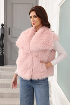 Oversized Lapel Faux Fur Vest - View 25 | TEVQA