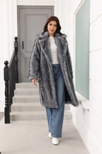 Long Faux Fur Lapel Coat - View 13 | TEVQA