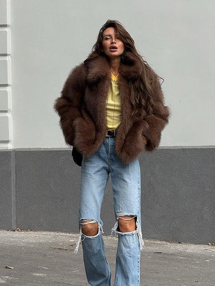 Faux Fur Lapel Jacket - View 6 | TEVQA