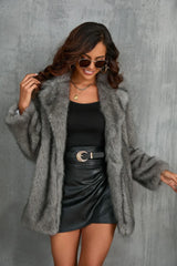 Faux Fur Lapel Coat - View 12 | TEVQA