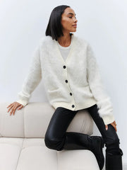 Cloud Soft Faux Mink Button Down Cardigan - TEVQA