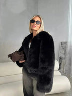Faux fur cropped jacket - View 6 | TEVQA