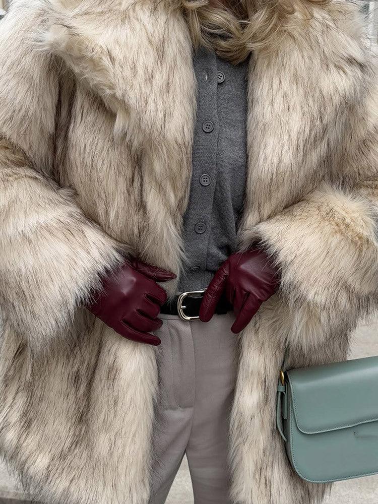 Cream tipped faux fur jacket - View 8 | TEVQA