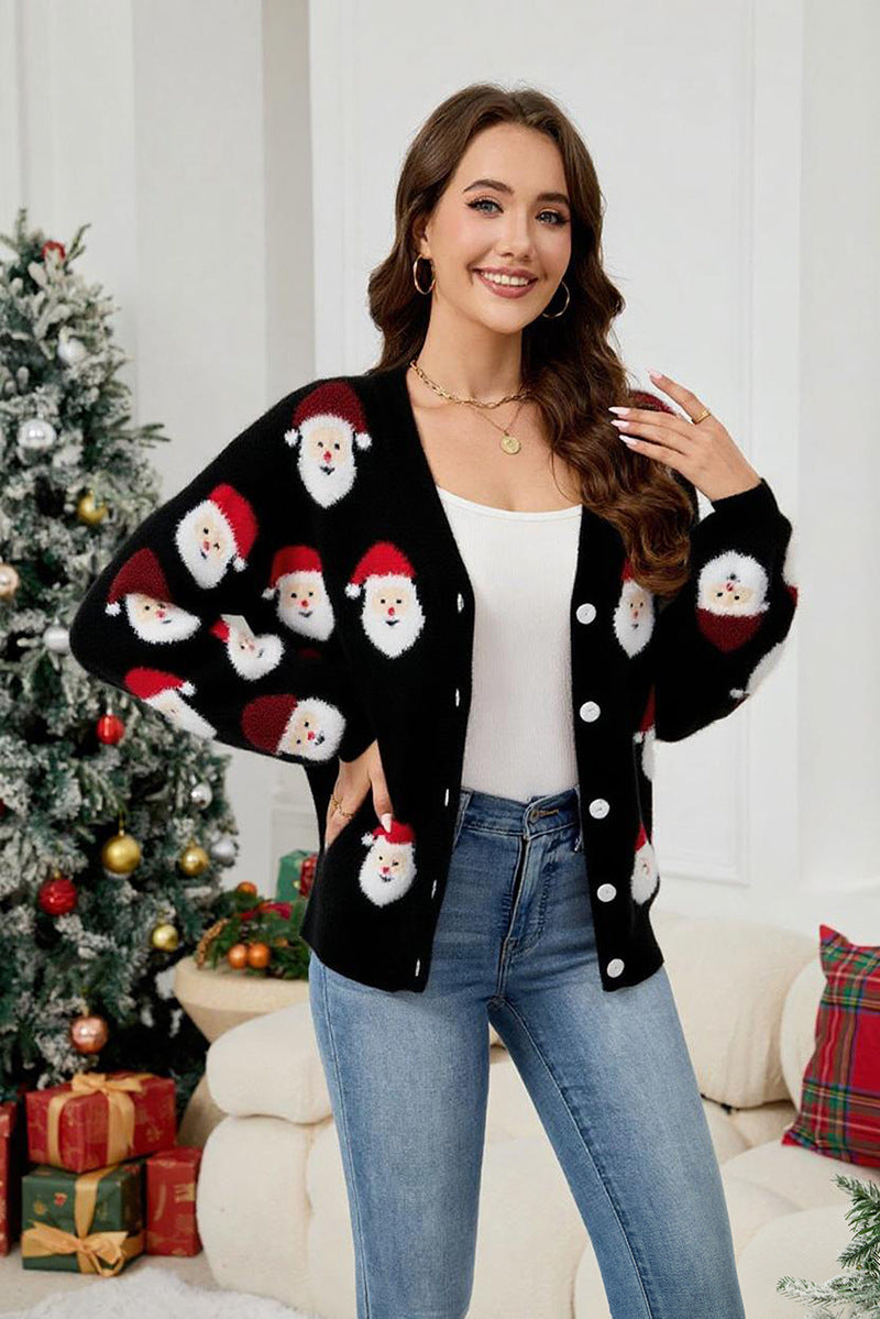 Coquette Pink Santa Button-Down Cardigan