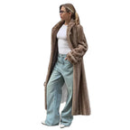 Vintage Mink Texture Faux Fur Long Coat - TEVQA