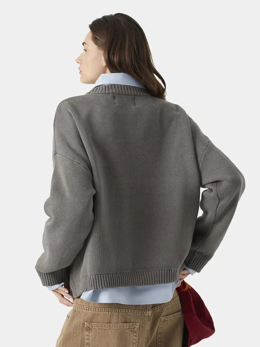 Relaxed "EMESTUDIOS" Graphic Knit Sweater - TEVQA