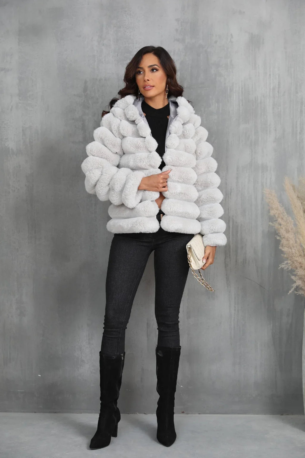 Raven Luxe Hooded Faux Fur Jacket - View 15 | TEVQA